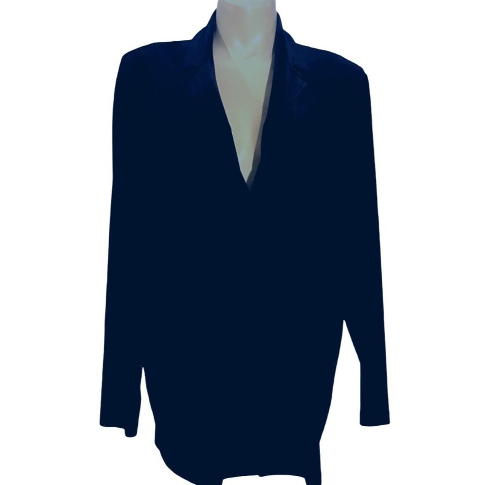 Coldwater Creek 24W Jacket Midnight‎ Dark Blue Soft Velvet Fabric Long Sl Work